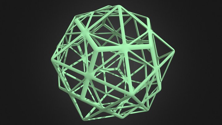Wireframe First Stellation of Icosidodecahedron 3D Model