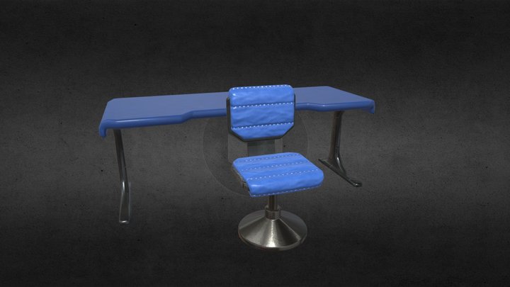 Sci-fi Desk and Chair 3D Model