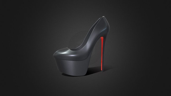 Louboutin High Heel Platform Shoe 3D Model