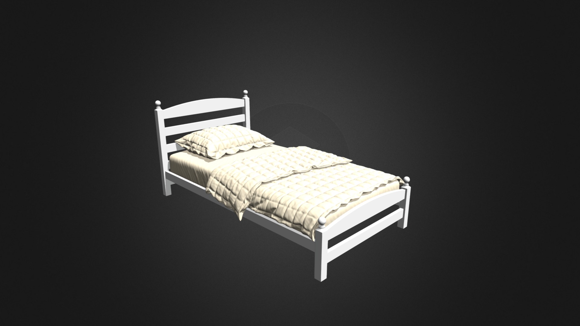 3D model White Single Bed - This is a 3D model of the White Single Bed. The 3D model is about a bed with a white cover.