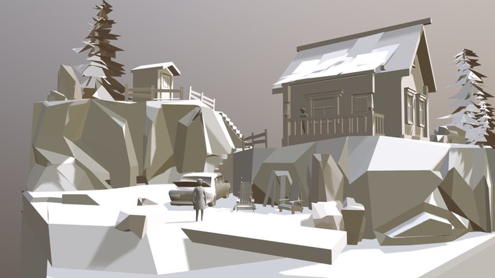 Diorama block out final- Forest loner 3D Model