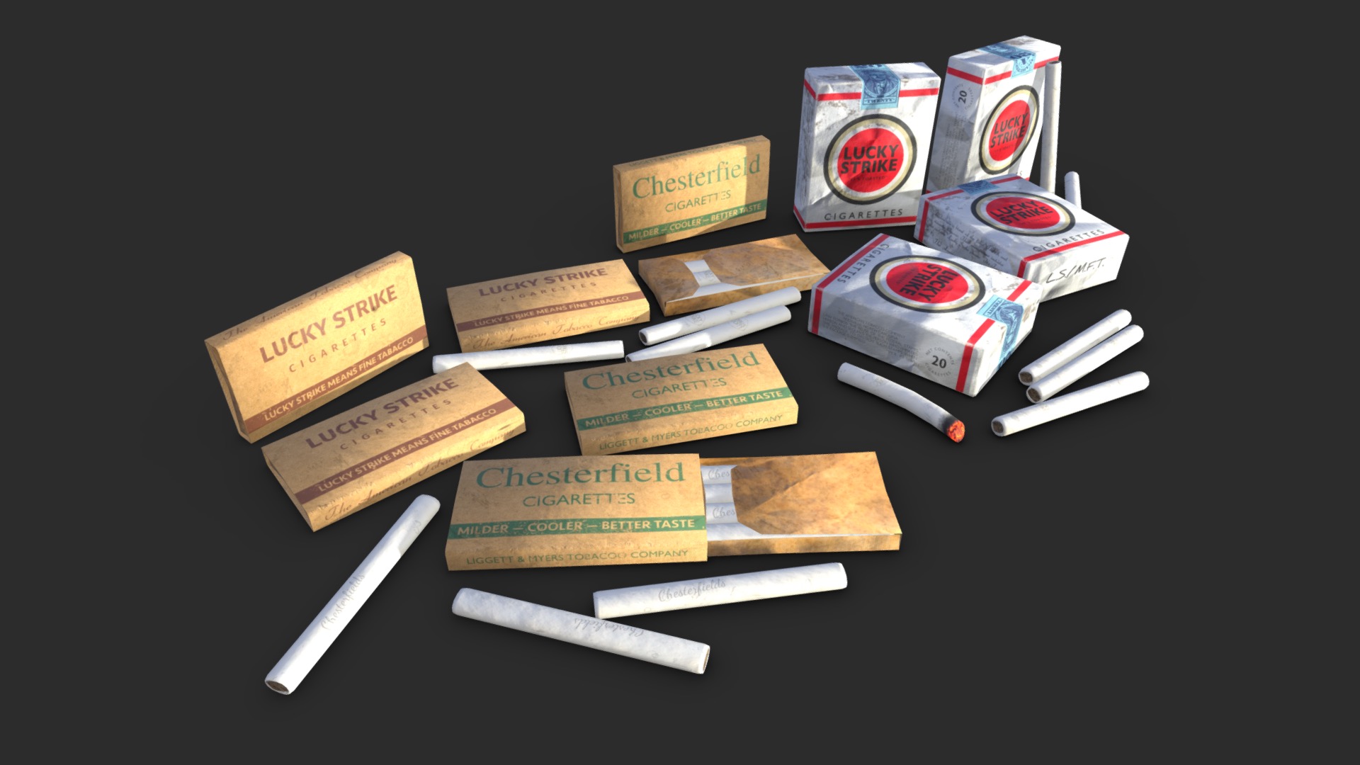 3D model US Cigarettes WWII - This is a 3D model of the US Cigarettes WWII. The 3D model is about graphical user interface, website.