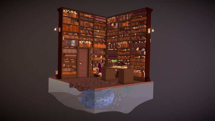 Library corner (with a twist in the basement) 3D Model