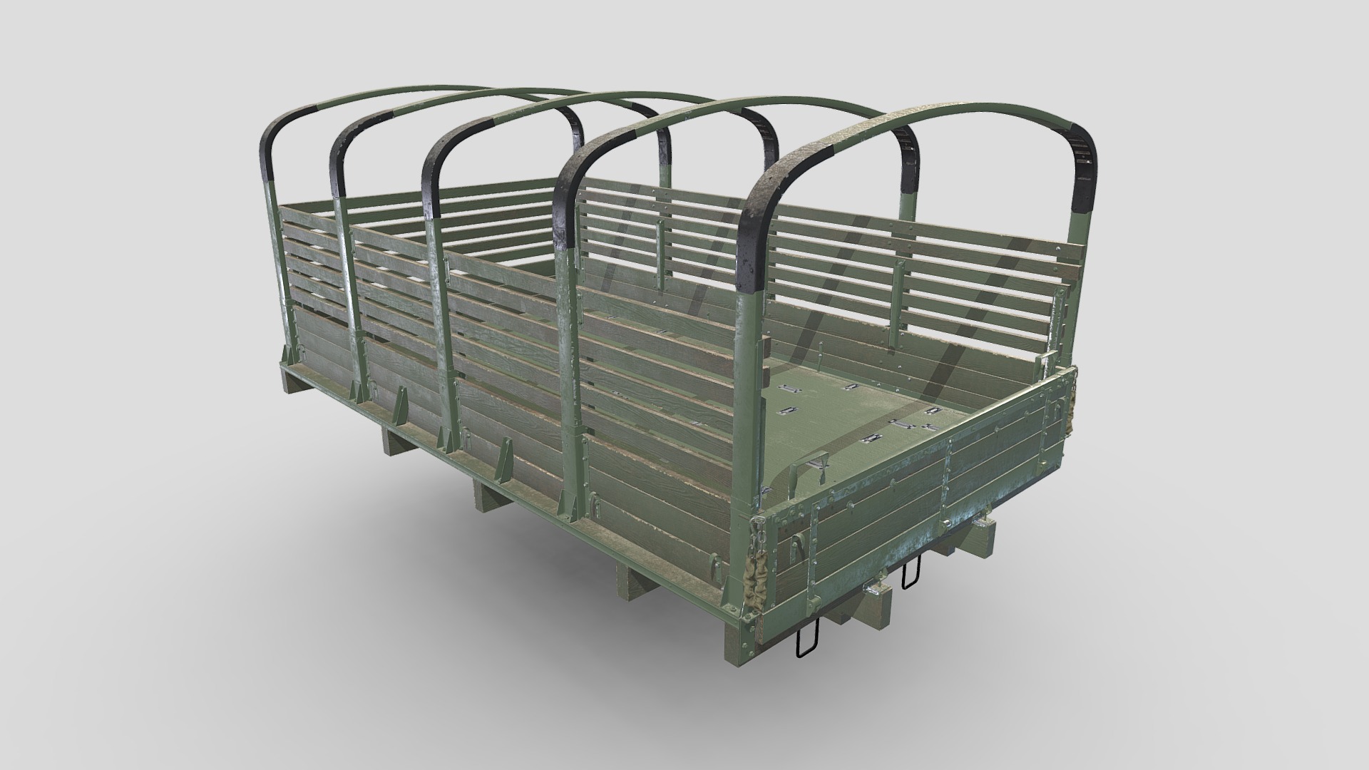 3D model ZIL- Platforma_Bort_v1 - This is a 3D model of the ZIL- Platforma_Bort_v1. The 3D model is about a shopping cart with a green basket.
