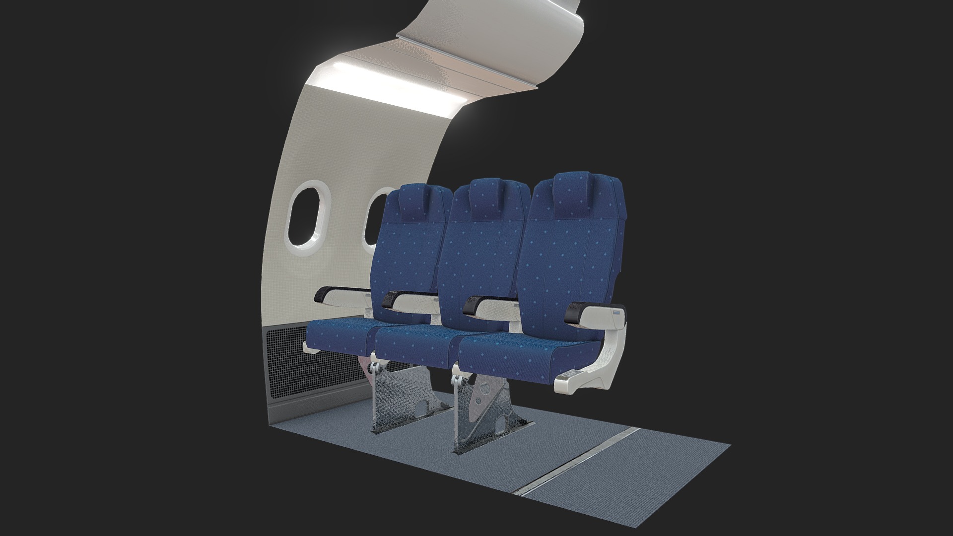 3D model Low poly Airbus A321seat model - This is a 3D model of the Low poly Airbus A321seat model. The 3D model is about a blue chair with a white background.