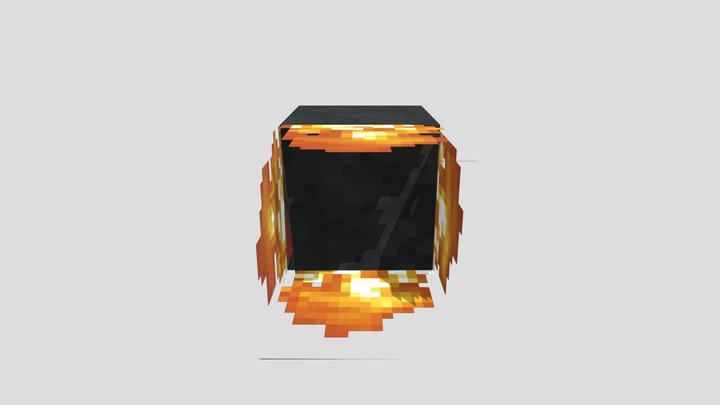 Wither Skull Flaming 3D Model