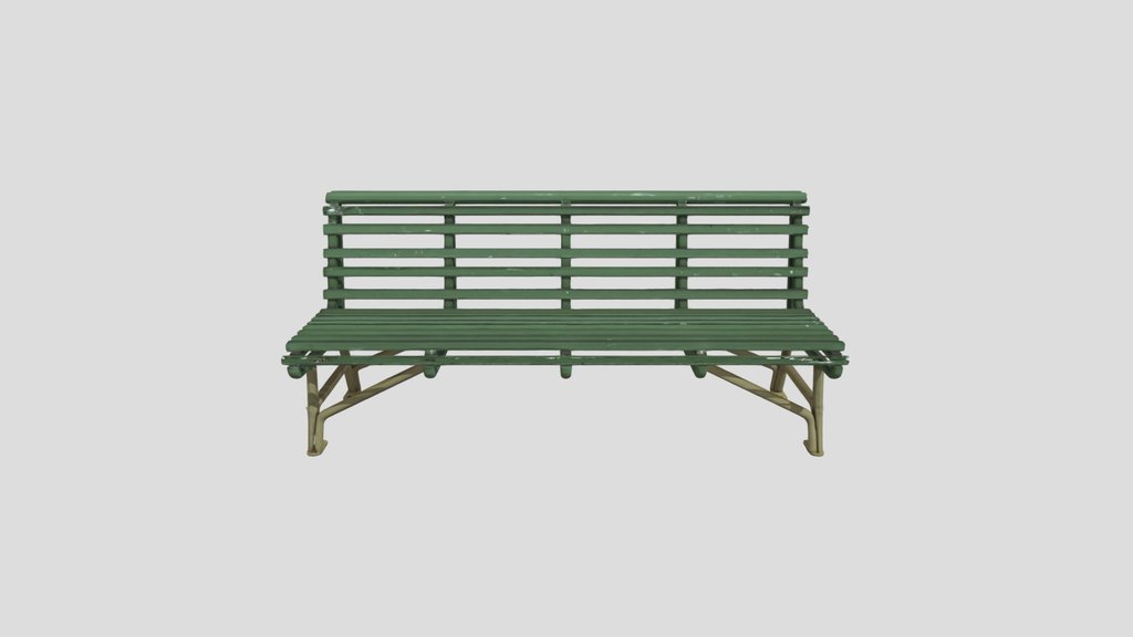 Green Metal Park Bench – 3D Model