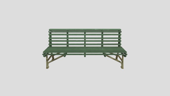 Green Metal Park Bench – 3D Model
