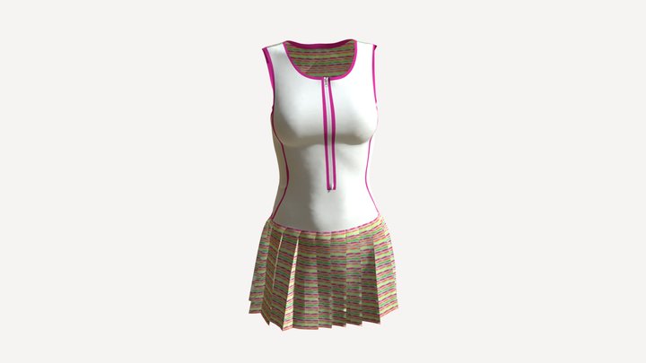 Pique Top, Rainbow Skirt, Rainbow Top Thin Trim 3D Model