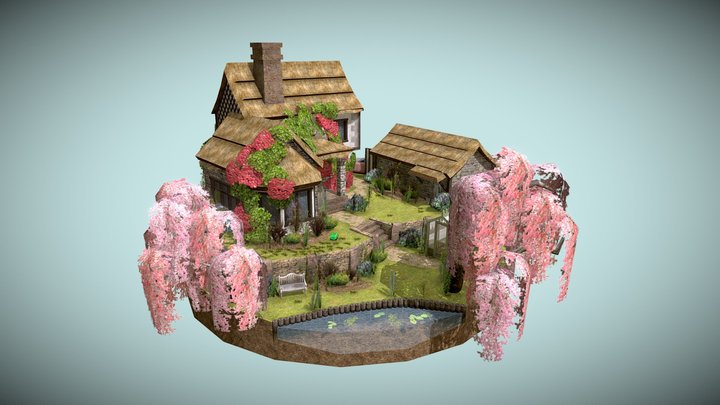 English Cottage Diorama 3D Model