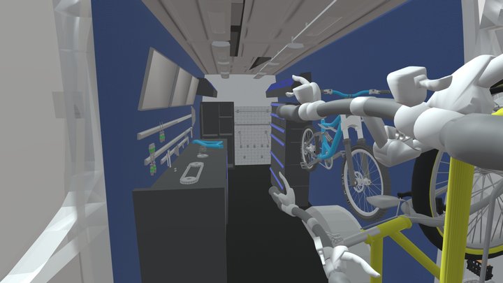 bicycle workshop in a vans 3D Model