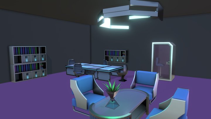 Futuristic Workspace Demo Scene 3D Model