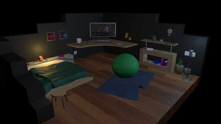Small workstation room 3D Model