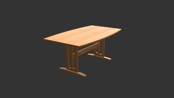 Bevel Solid Boat Top Table 3D Model