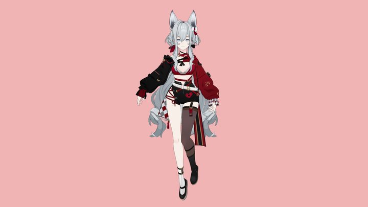 Fox girl character 3D Model