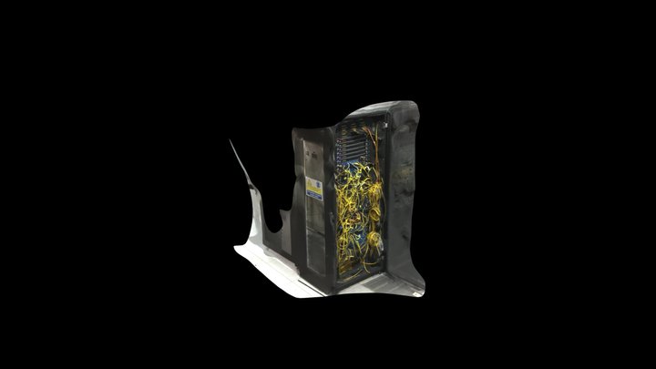 Data Centre cabinet - yellow fibre optic 3D Model