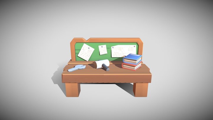 3D Hand Paint Worktable 3D Model