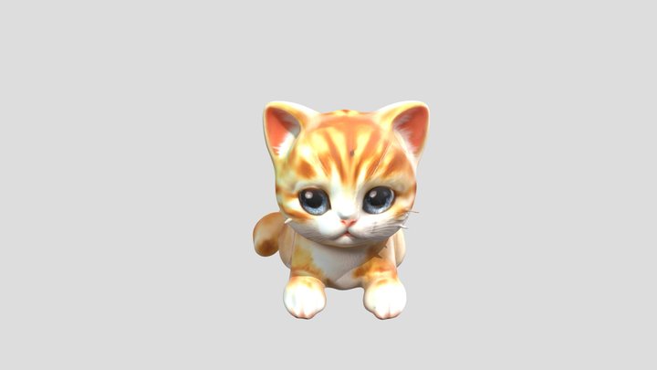 Fluffy Kitten Delight 3D Model