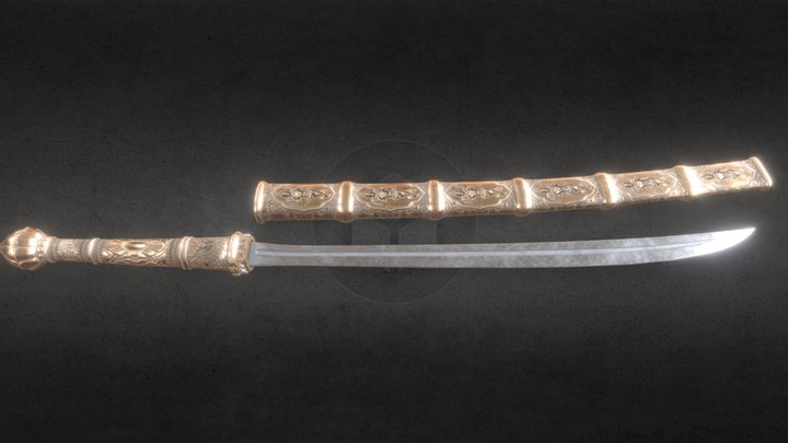 Burmese fighting sword (Myanma's Dha) 3D Model