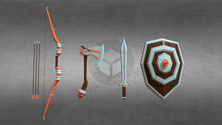 Low Poly Weapon Pack 3D Model
