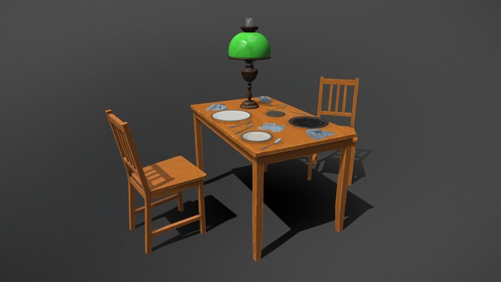 Kitchen Furniture Scene (SubD) 3D Model