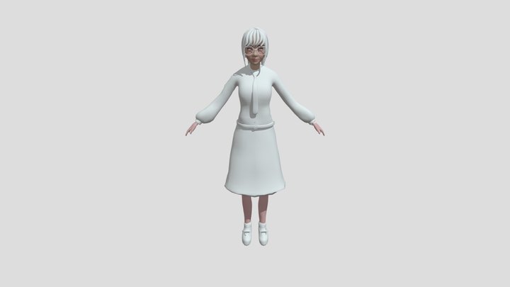 Female character Low poly 3D Model