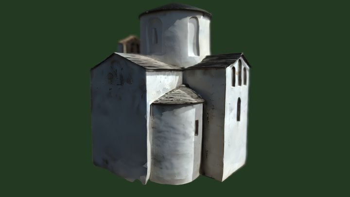 Small ancient stone church building 3D Model