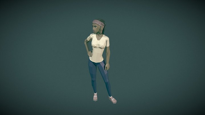 Lowpoly Female with Dreadlocks 3D Model