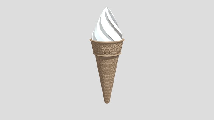 Vanilla Ice Cream Low Poly 3D Model