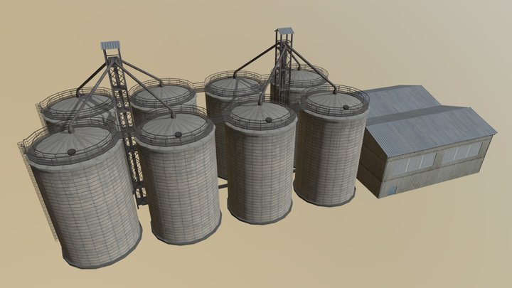 Huge Grain Silo 3D Model