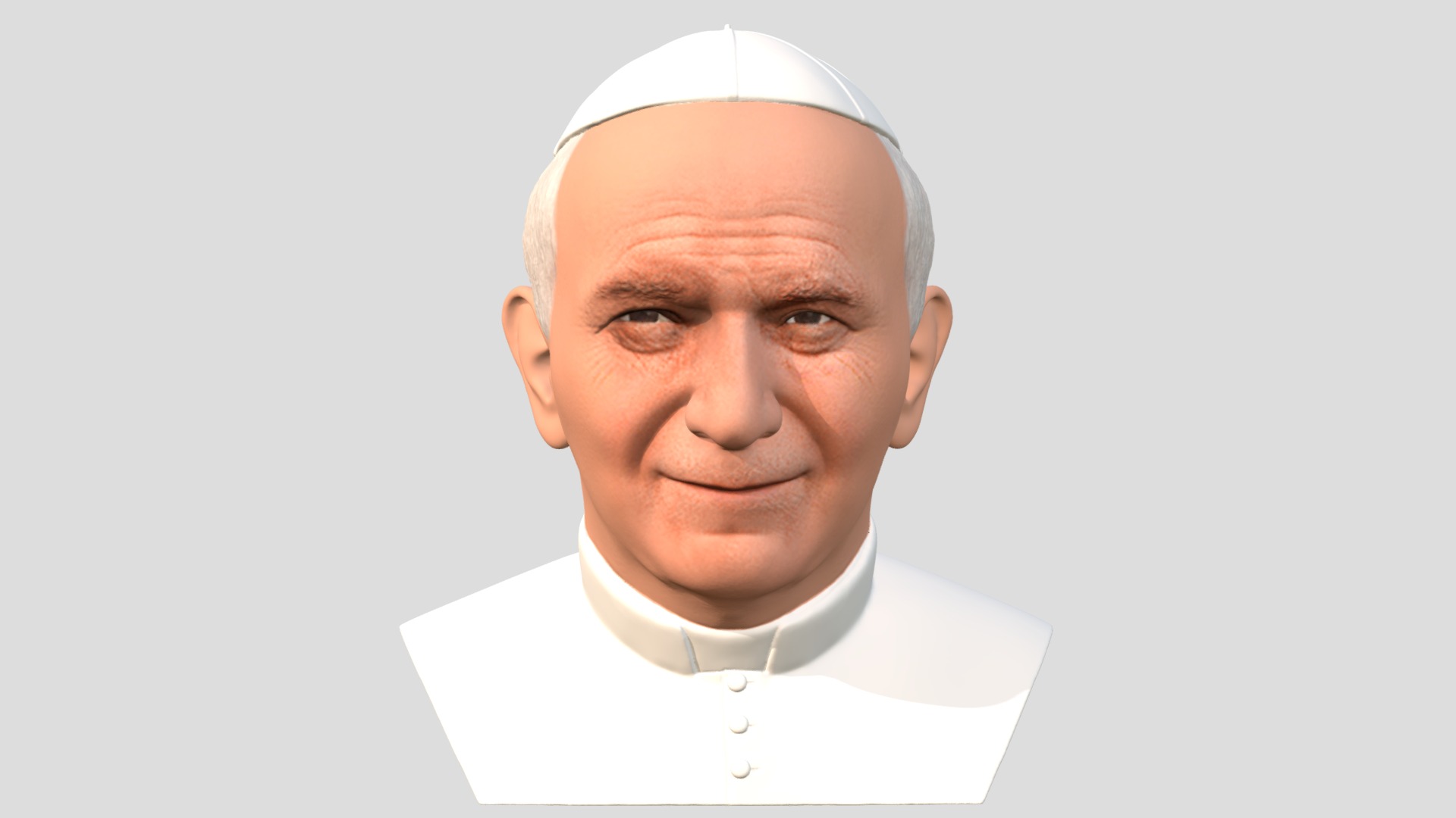 3D model John Paul II bust for full color 3D printing - This is a 3D model of the John Paul II bust for full color 3D printing. The 3D model is about a man wearing a white headdress.