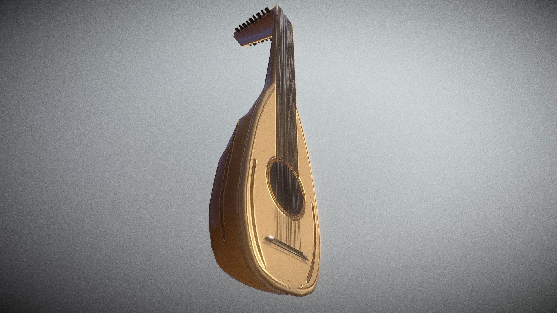 Lute Music Instrumen 3D Model