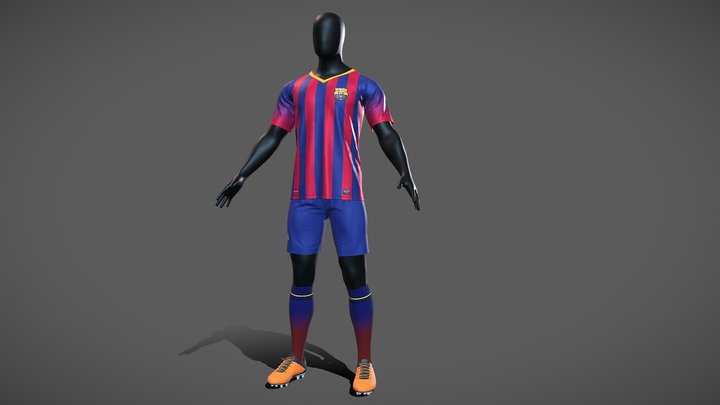 Foot Ball Jersey Barcelona Team 3D Model