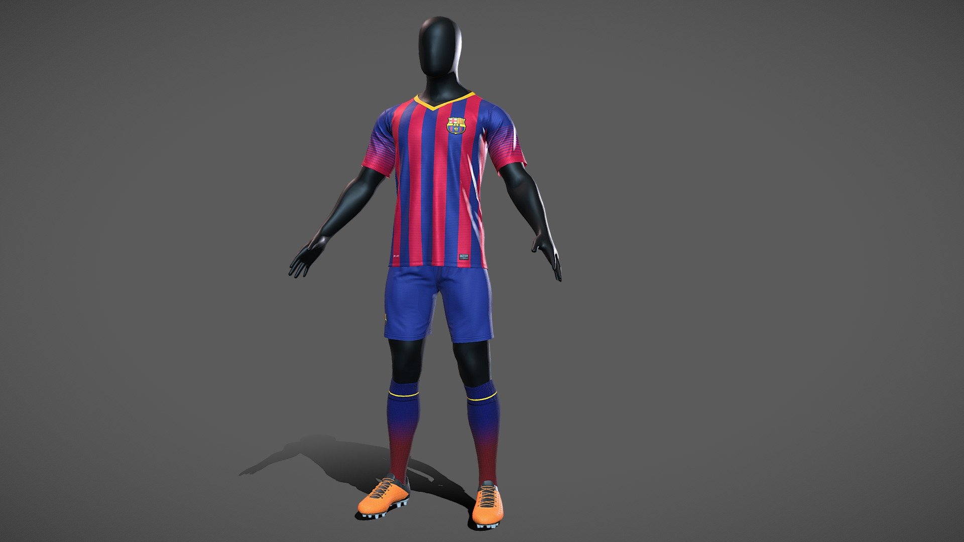 3D model Football Jersey full outfit Barcelona Team VR / AR / low-poly