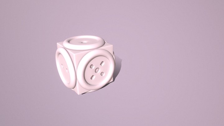 6 sided button die 3D Model