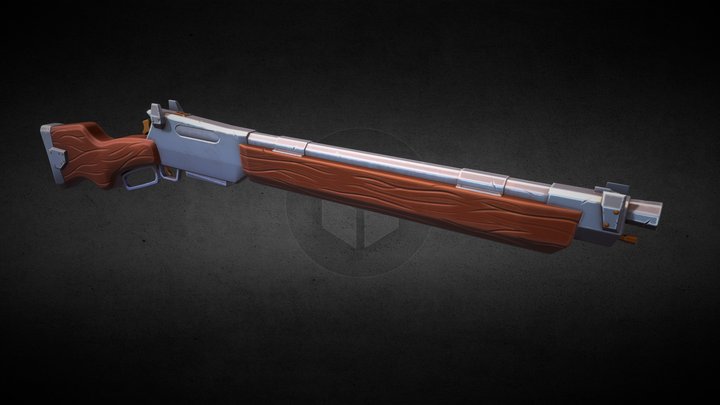 Hand Painted Fantasy Rifle 3D Model