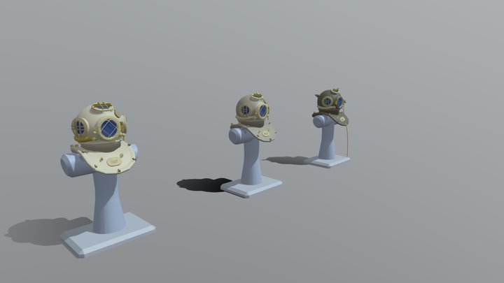 Helmet Dive Mark V Damaged 3D Model