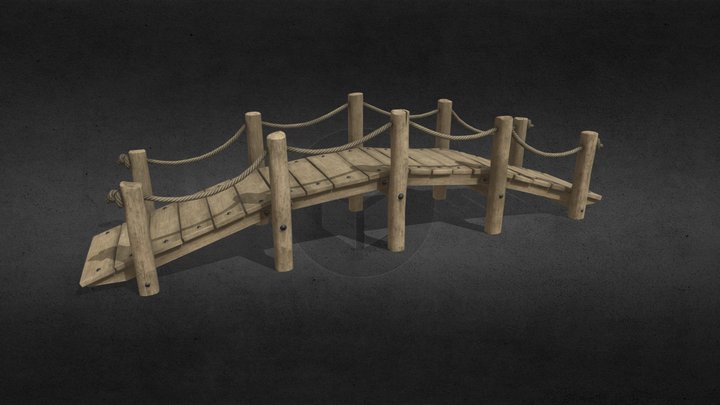 A simple medieval wooden bridge 3D Model