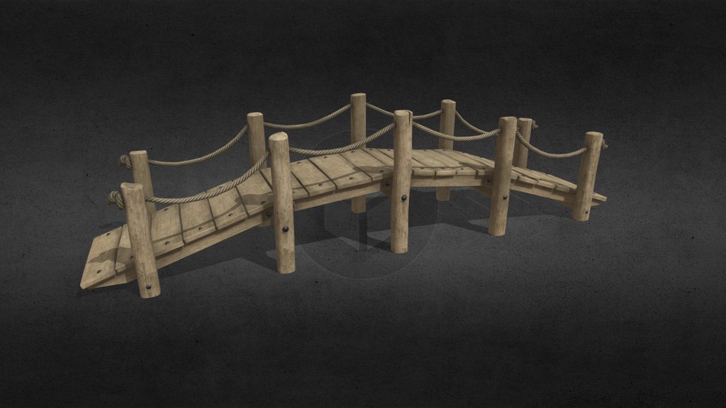 A simple medieval wooden bridge