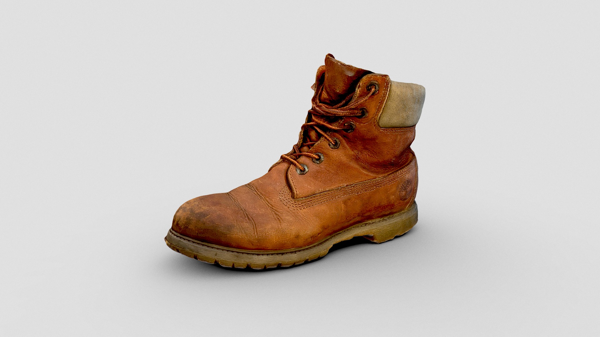 3D model Old Timberland boot - This is a 3D model of the Old Timberland boot. The 3D model is about a brown and white shoe.