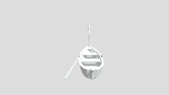 Lowpoly Stylized Wooden Boat With Lamp