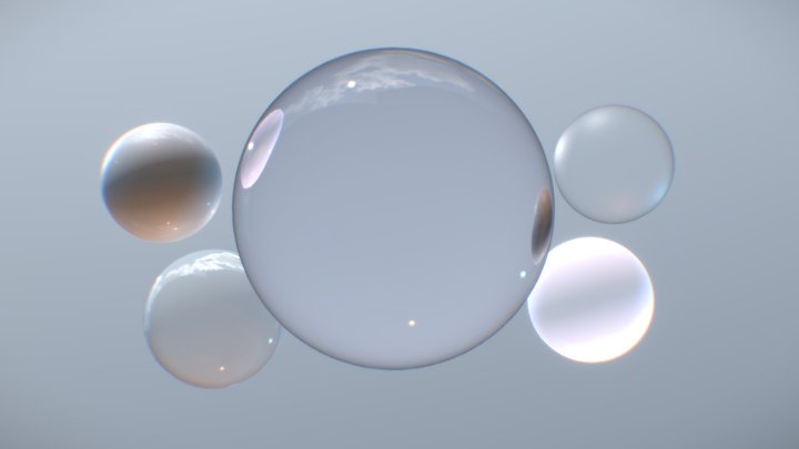 Glass Glossy Reflection / Refraction Spheres