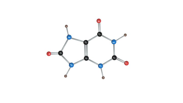uric acid (C5H4N4O3) 3D Model