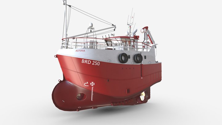 Fishing Trawler RED 3D Model