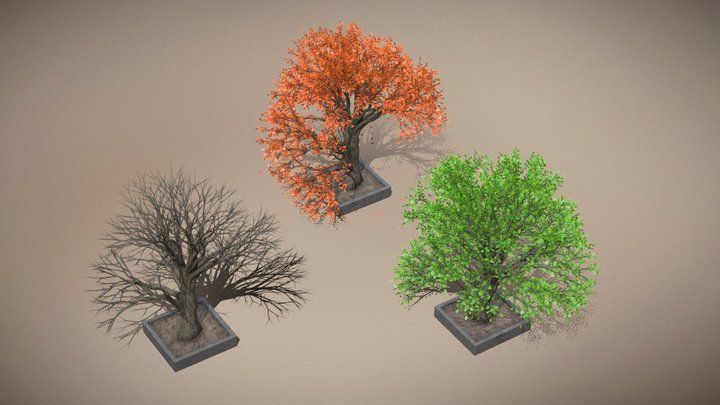 [FREE] Stylistic Oak Trees: Foliage Asset 3D Model
