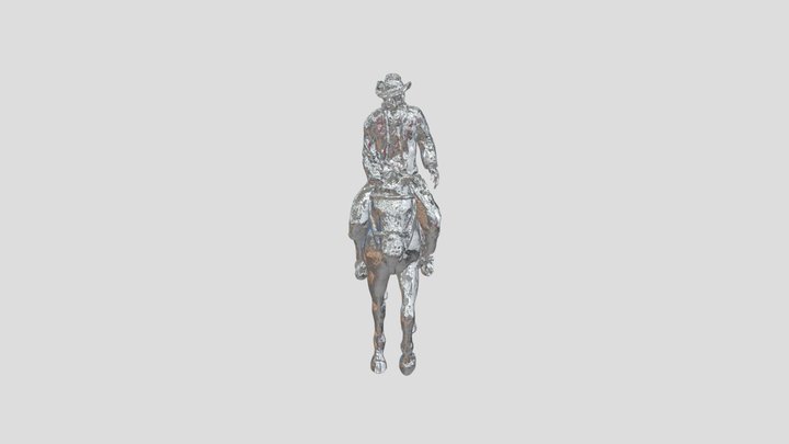 Cowboy on horse steel statue 3D Model