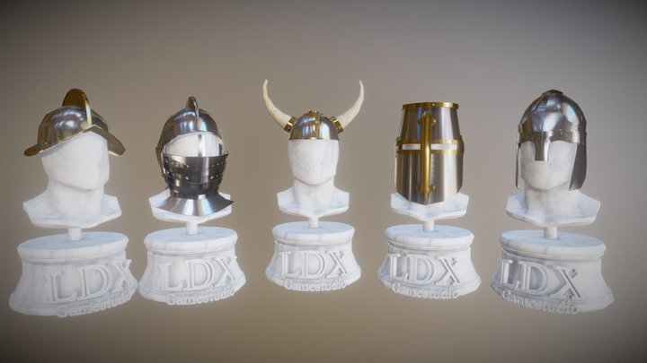 Medieval Helmets 3D Model