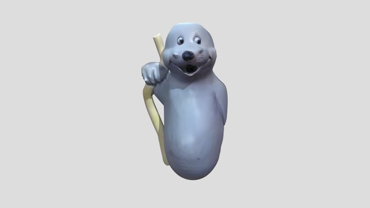 Cartoon seal holding a stick 3D Model
