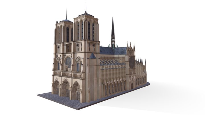 The iconic Notre Dame Cathedral on fire 3D Model