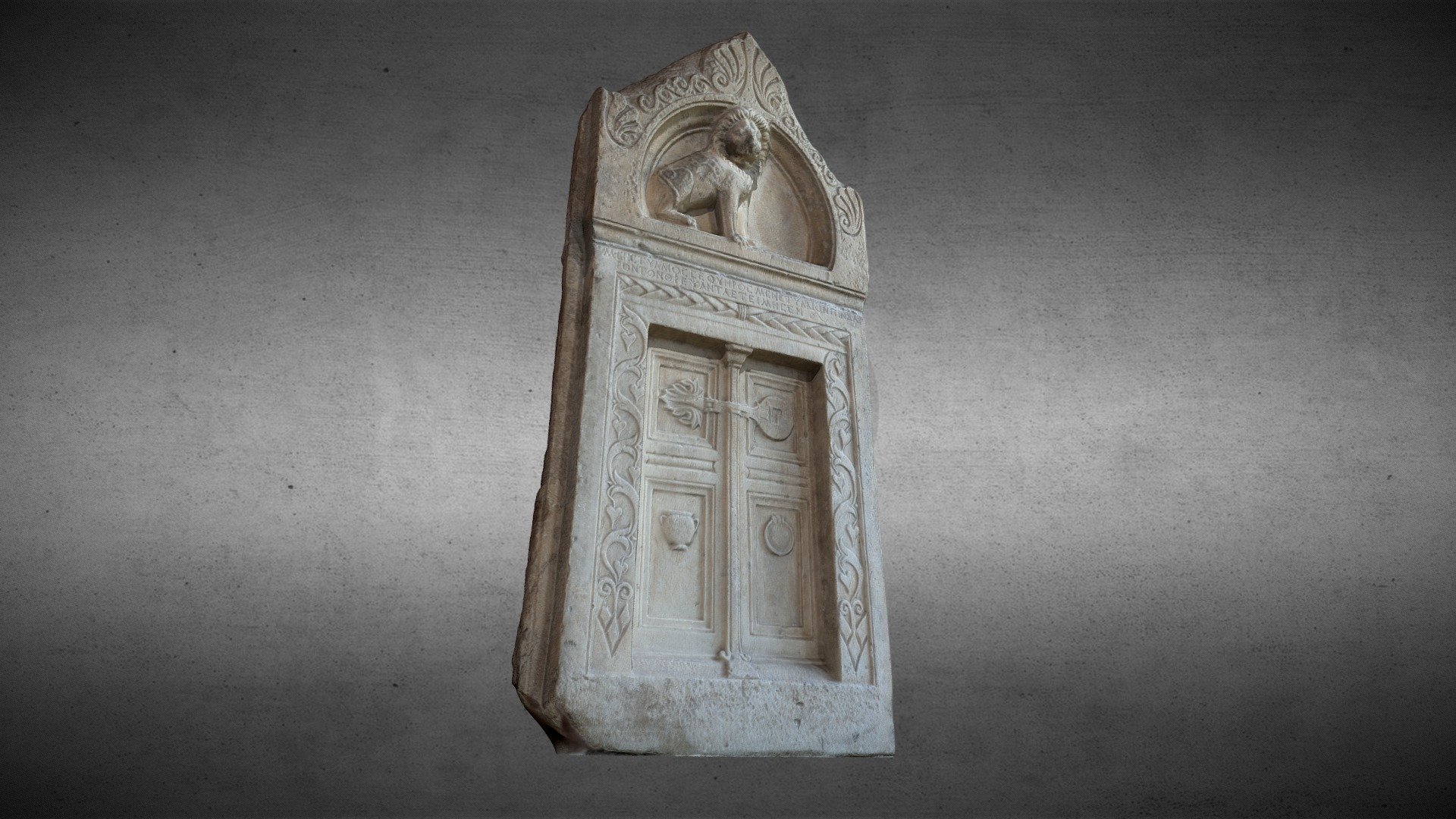 Funerary stele depicting a lion — Sketchfab embed 3D viewer